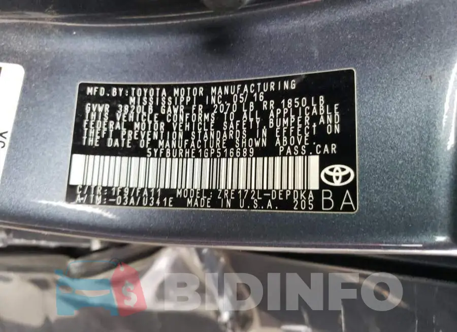 5YFBURHE1GP516689 Photo# 12