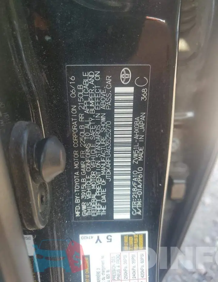 JTDKARFU4G3525270 Photo# 12