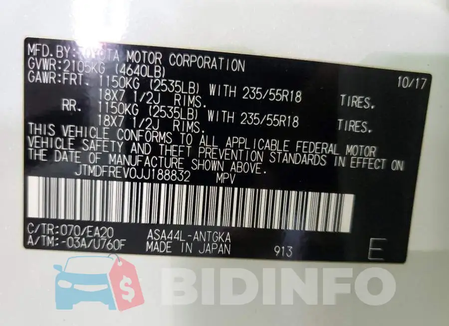 JTMDFREV0JJ188832 Photo# 14