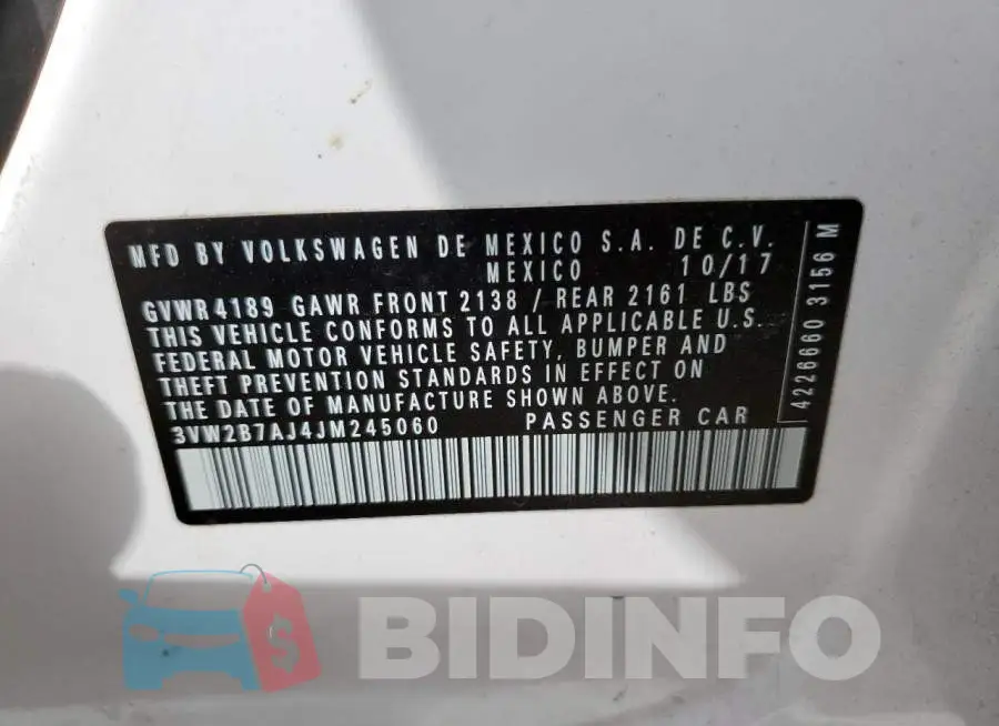 3VW2B7AJ4JM245060 Photo# 12