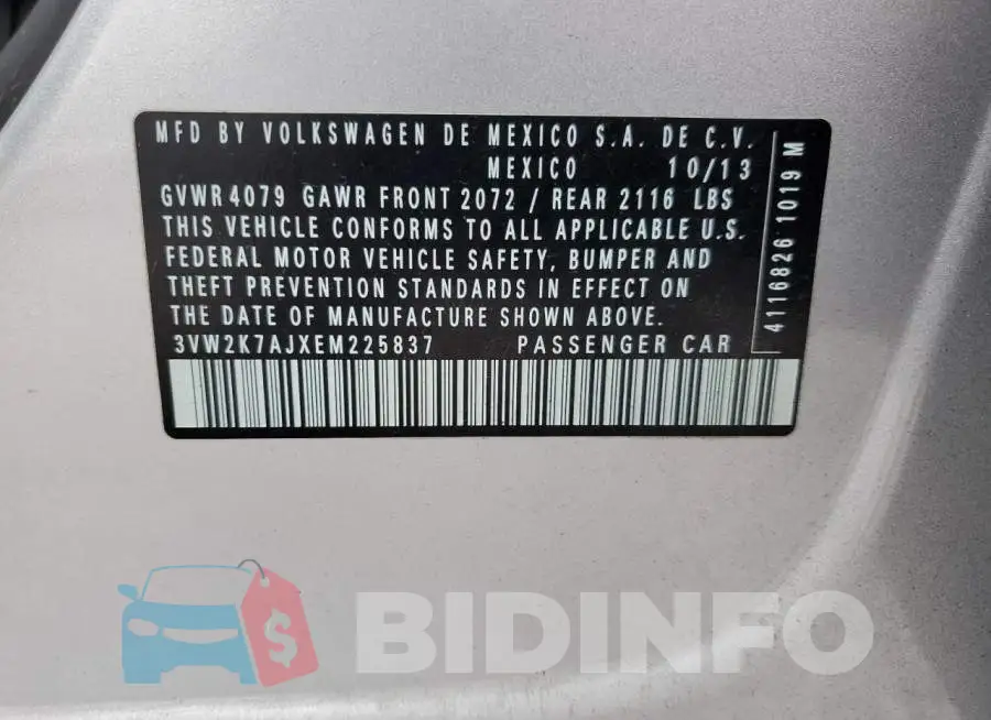 3VW2K7AJXEM225837 Photo# 12