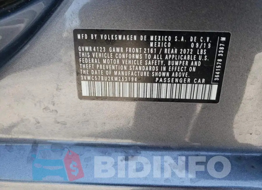 3VWC57BU2KM253194 Photo# 12