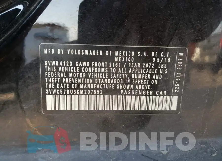 3VWC57BU3KM207552 Photo# 12