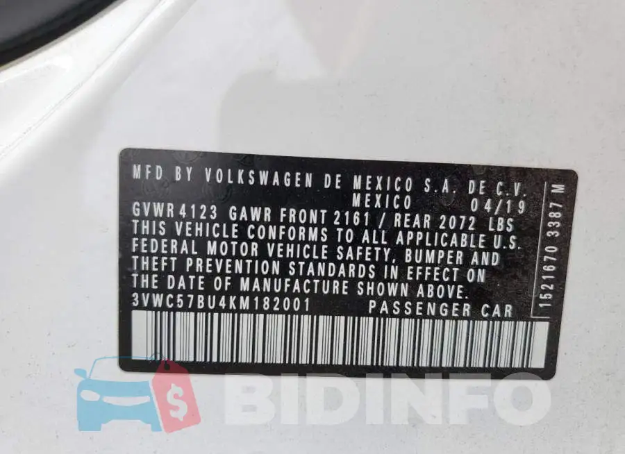 3VWC57BU4KM182001 Photo# 12