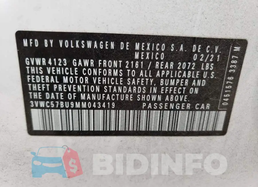 3VWC57BU9MM043419 Photo# 12