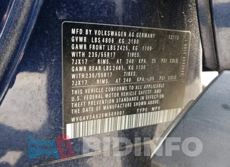WVGAV3AX2EW569001 Photo# 12