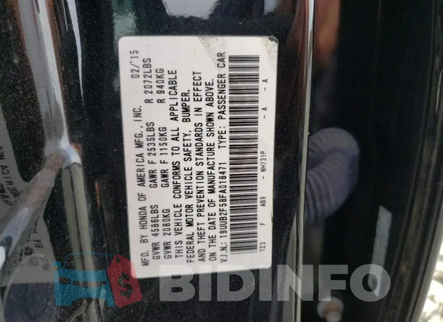 19UUB2F58FA018471 Photo# 12