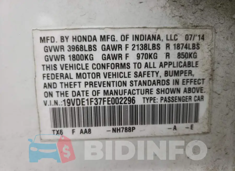 19VDE1F37FE002296 Photo# 13
