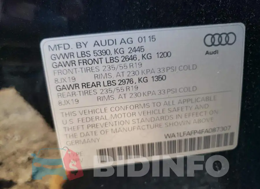 WA1LFAFP4FA087307 Photo# 13