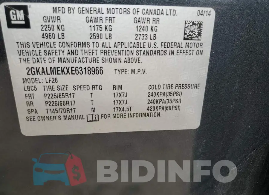 2GKALMEKXE6318966 Photo# 13