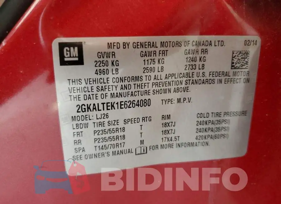 2GKALTEK1E6264080 Photo# 13
