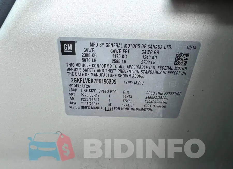 2GKFLVEK7F6196399 Photo# 10