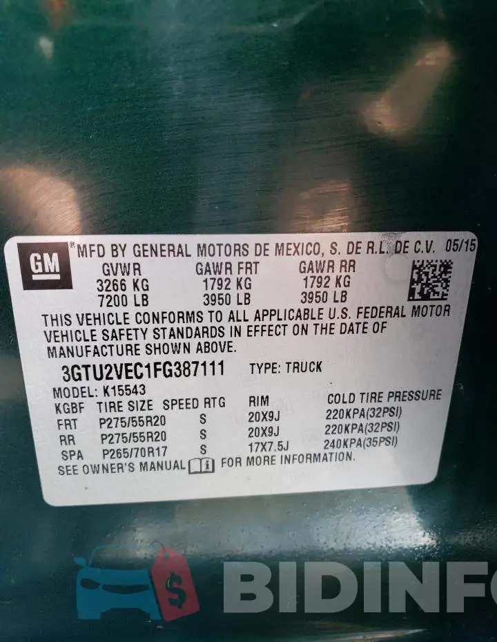 3GTU2VEC1FG387111 Photo# 12