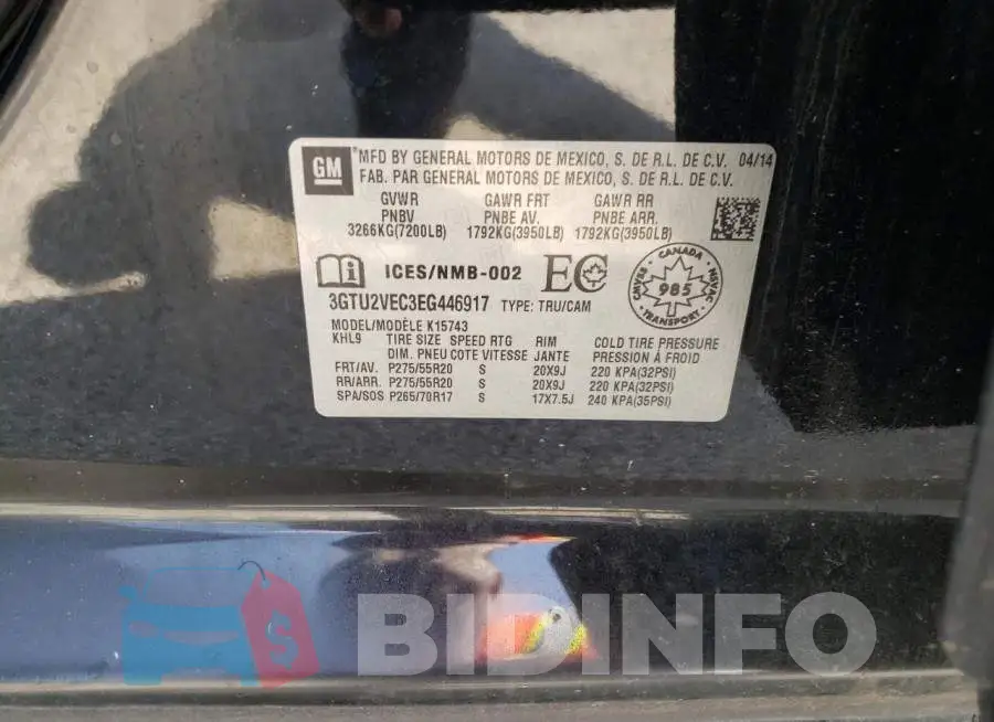 3GTU2VEC3EG446917 Photo# 12