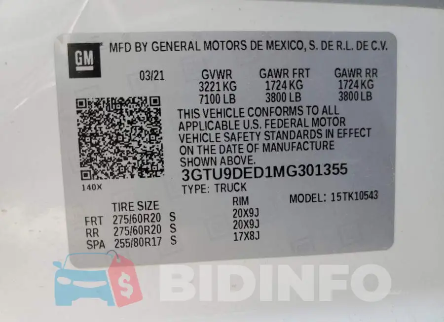 3GTU9DED1MG301355 Photo# 13