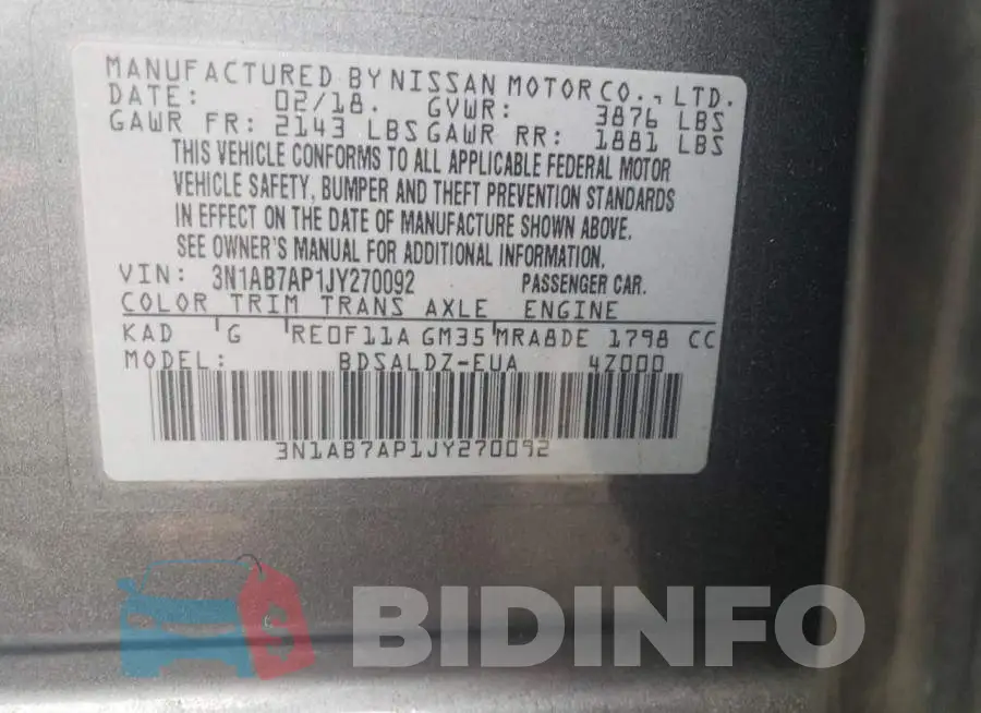 3N1AB7AP1JY270092 Photo# 12