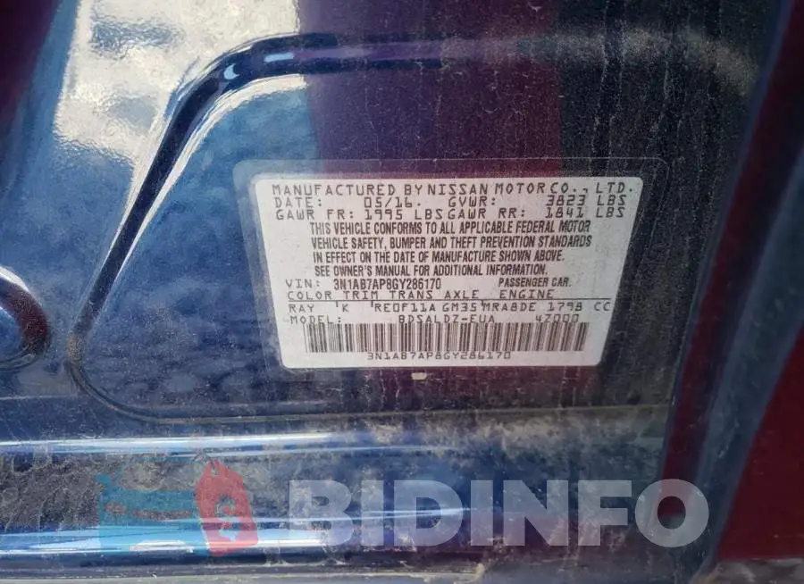 3N1AB7AP8GY286170 Photo# 12