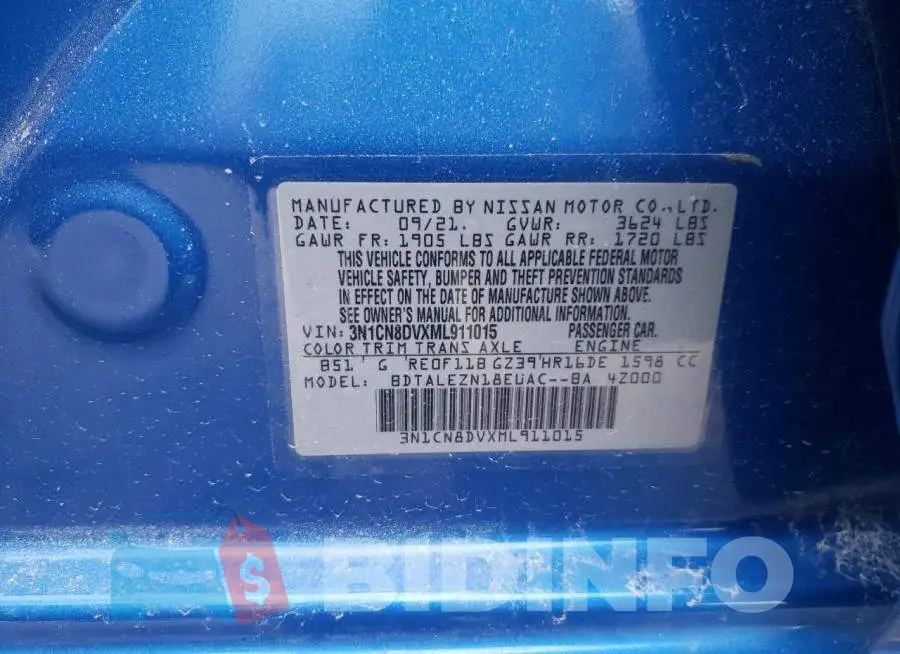 3N1CN8DVXML911015 Photo# 12
