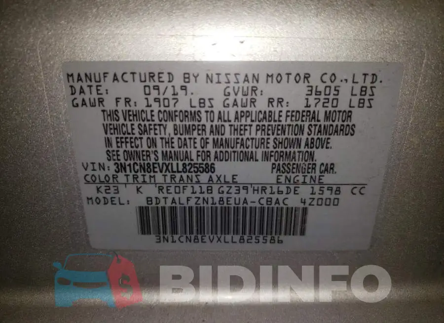 3N1CN8EVXLL825586 Photo# 12