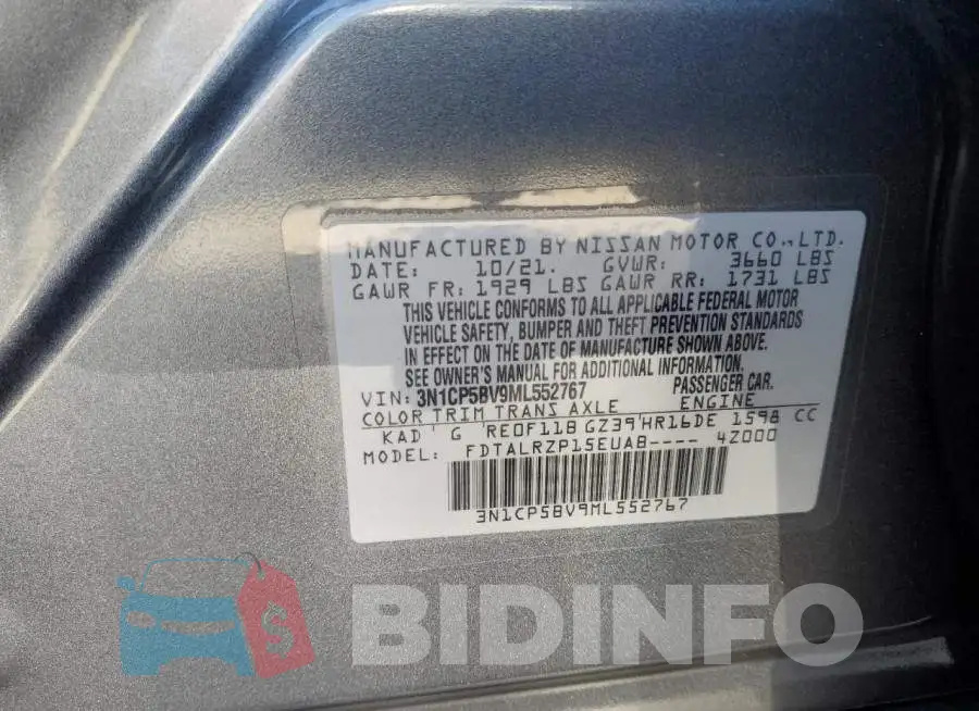 3N1CP5BV9ML552767 Photo# 13