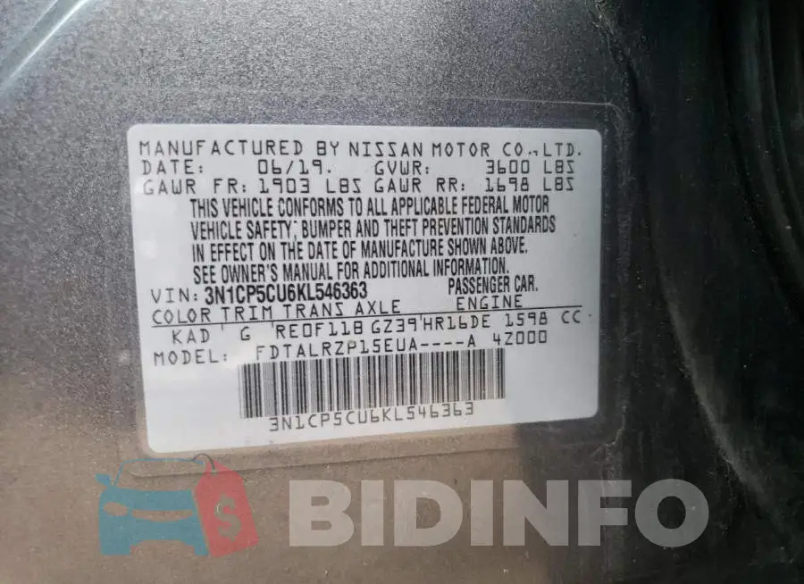 3N1CP5CU6KL546363 Photo# 14