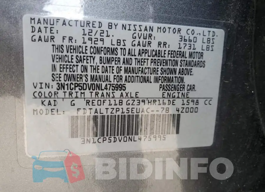 3N1CP5DV0NL475995 Photo# 13