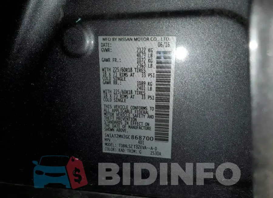 5N1AT2MV2GC868700 Photo# 13