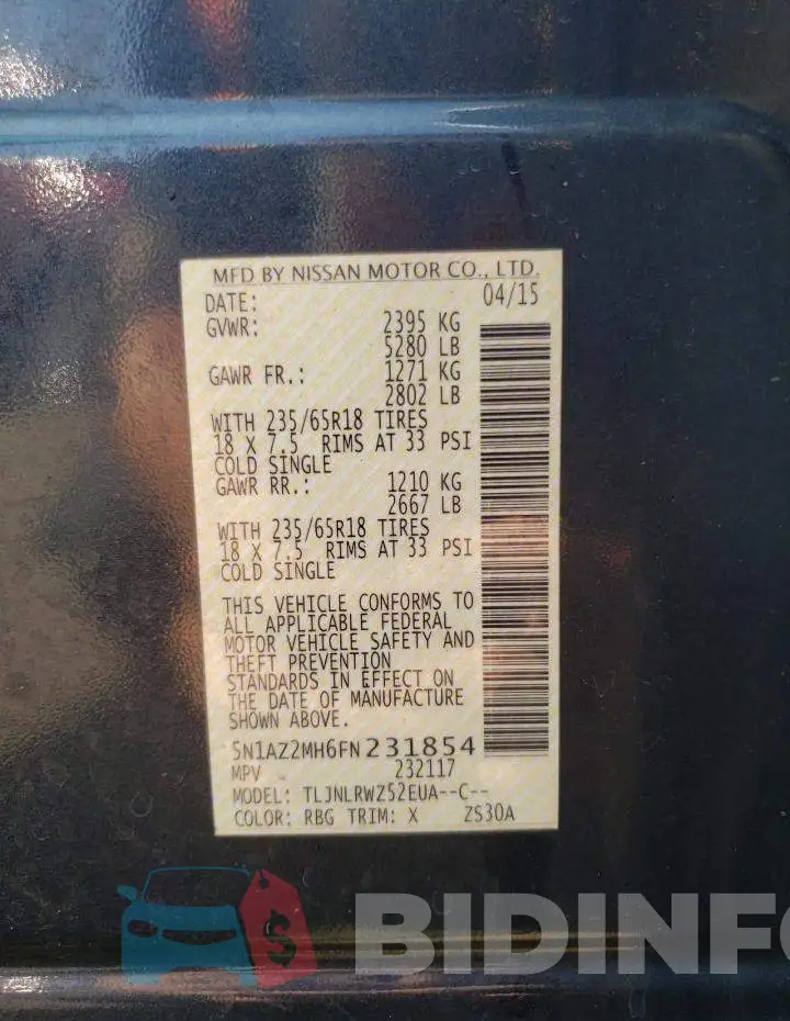 5N1AZ2MH6FN231854 Photo# 13