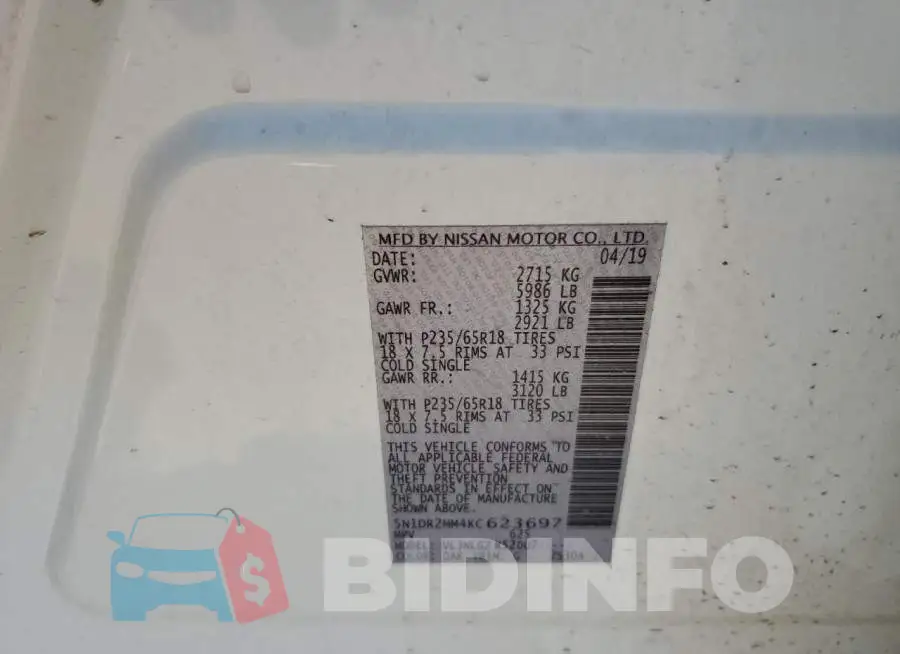 5N1DR2MM4KC623697 Photo# 12