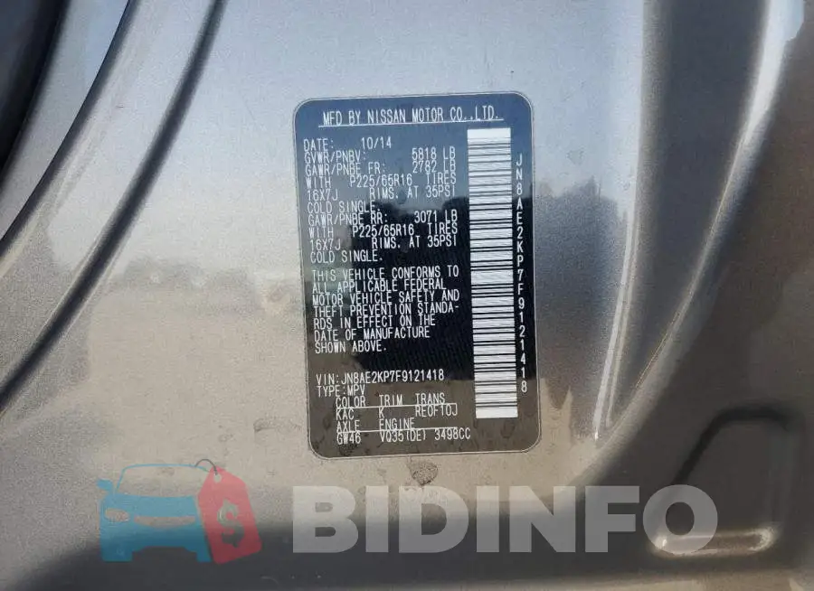 JN8AE2KP7F9121418 Photo# 14