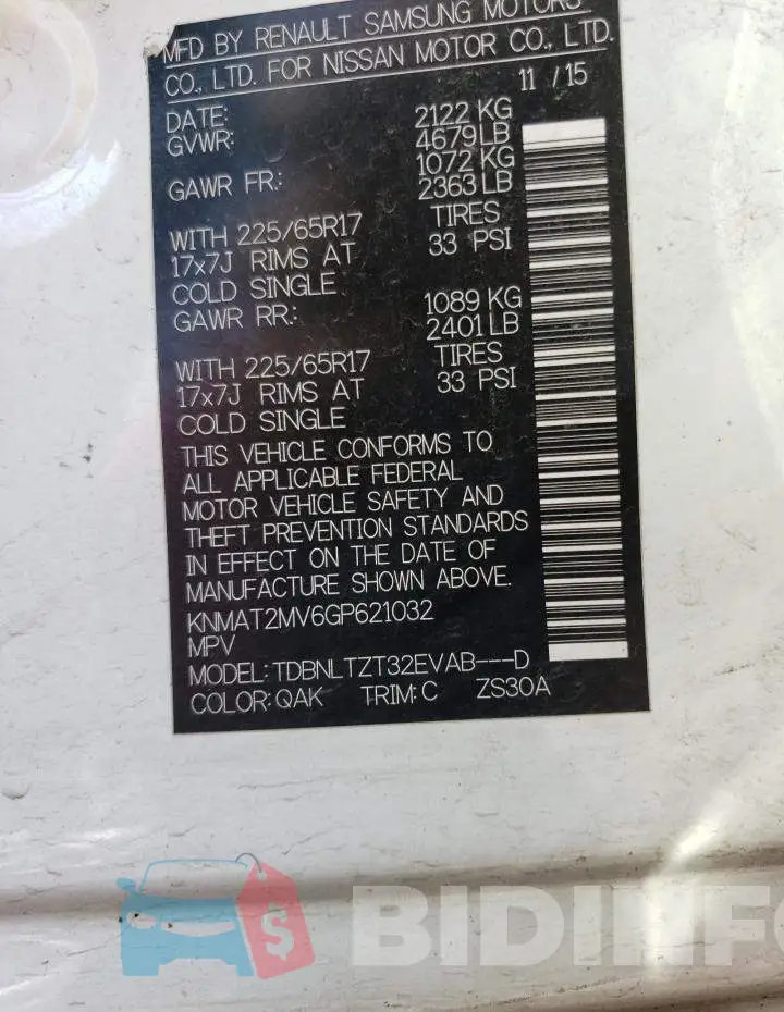 KNMAT2MV6GP621032 Photo# 13