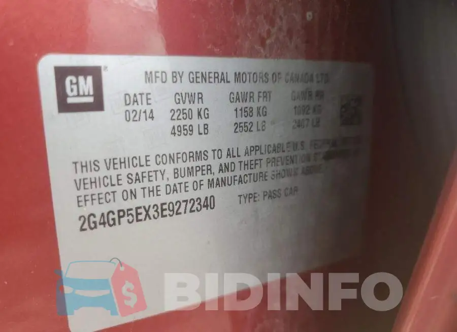 2G4GP5EX3E9272340 Photo# 12