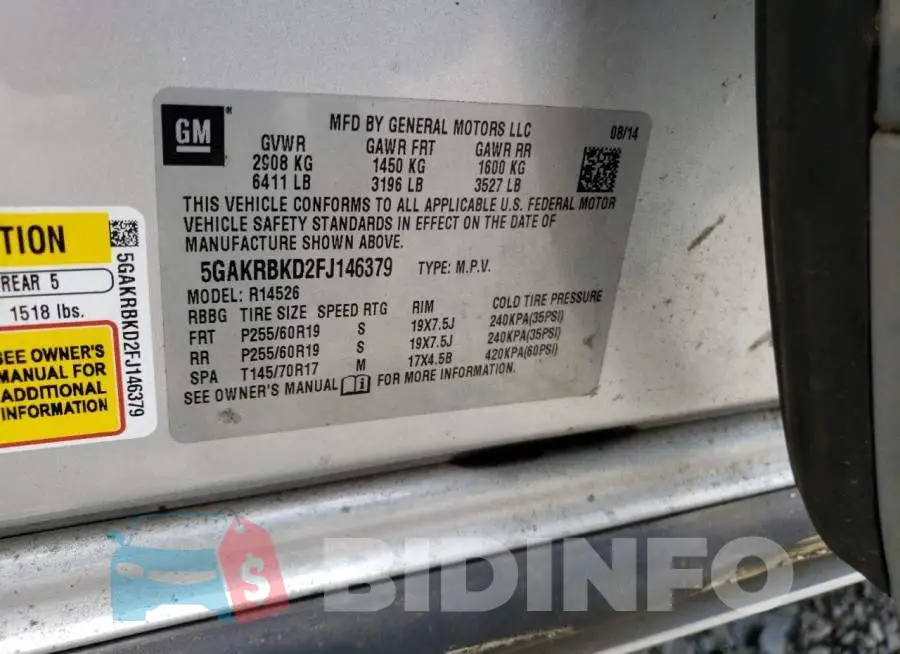 5GAKRBKD2FJ146379 Photo# 13