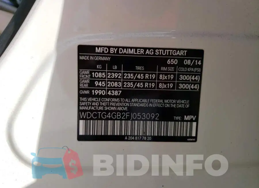 WDCTG4GB2FJ053092 Photo# 13