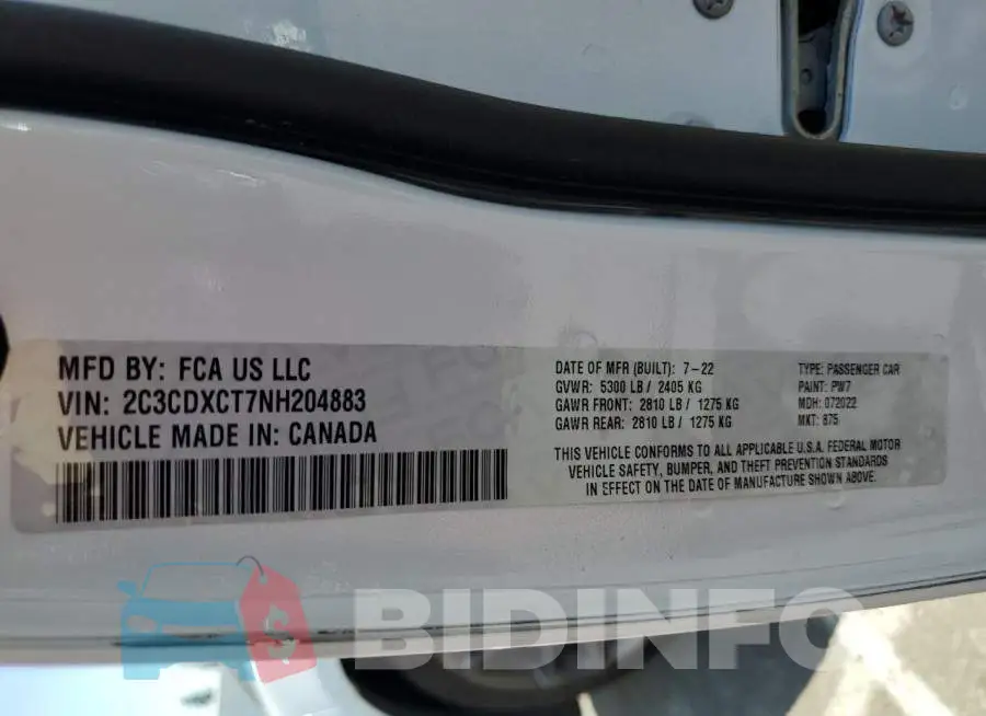 2C3CDXCT7NH204883 Photo# 12
