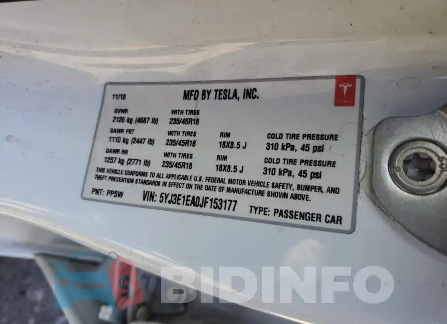 5YJ3E1EA0JF153177 Photo# 12