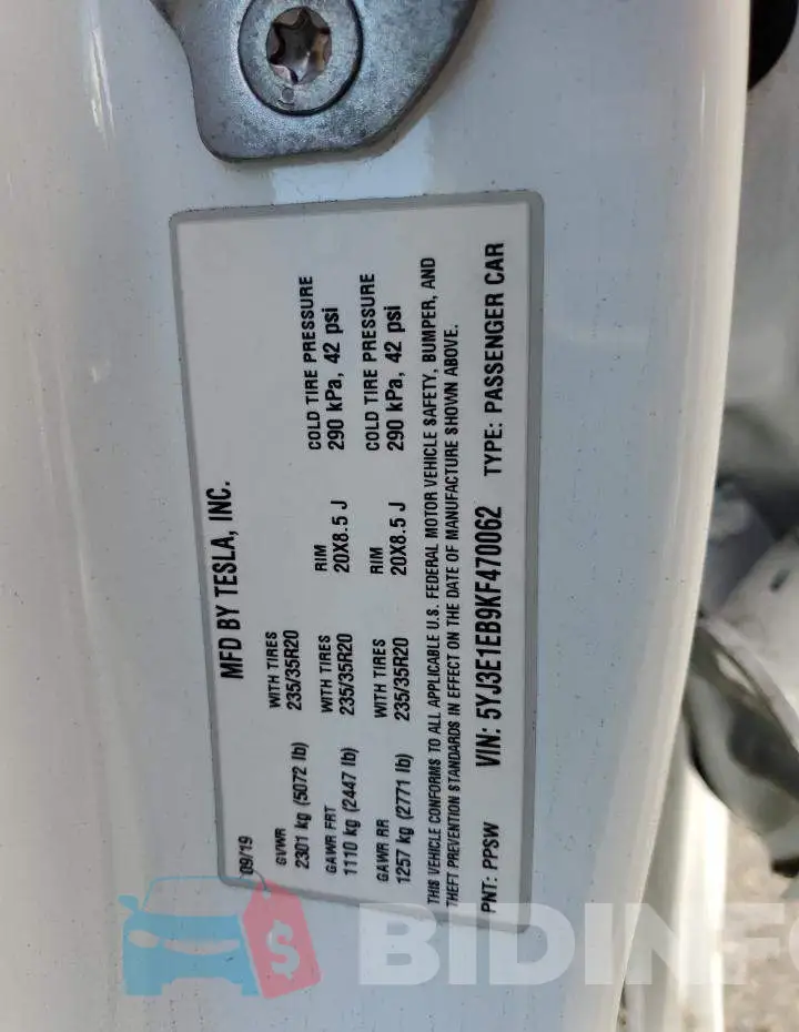 5YJ3E1EB9KF470062 Photo# 12
