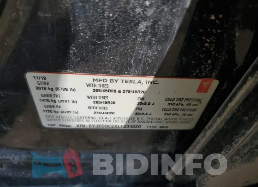 5YJXCBE2XLF234020 Photo# 12