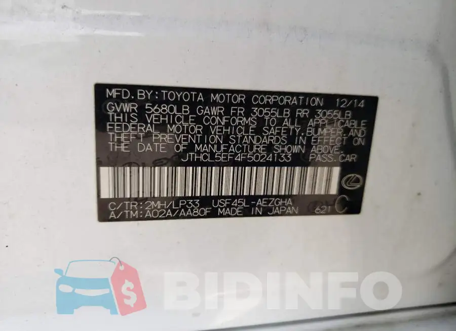 JTHCL5EF4F5024133 Photo# 12