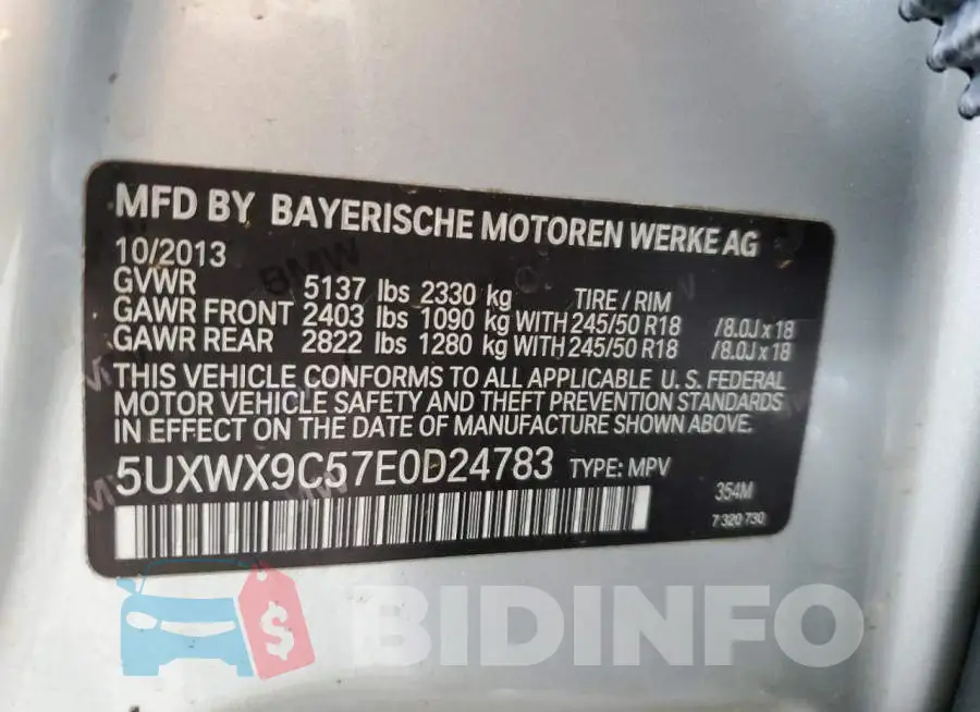5UXWX9C57E0D24783 Photo# 14