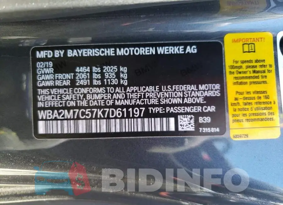 WBA2M7C57K7D61197 Photo# 13