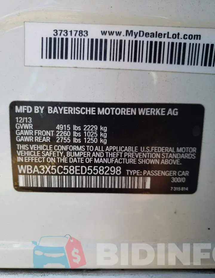 WBA3X5C58ED558298 Photo# 12