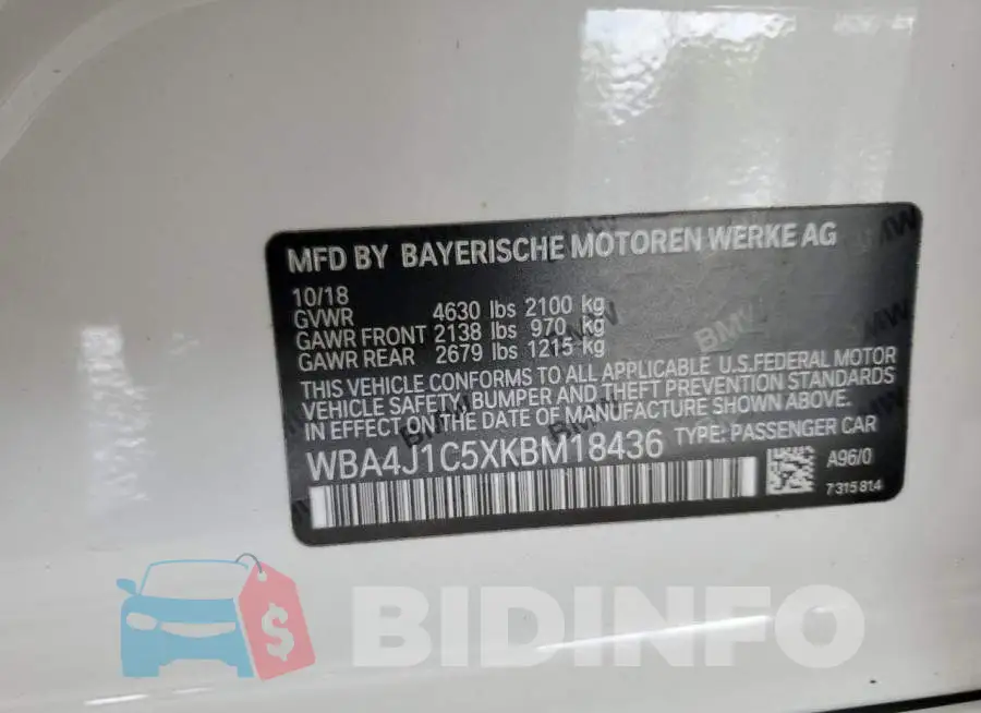 WBA4J1C5XKBM18436 Photo# 12