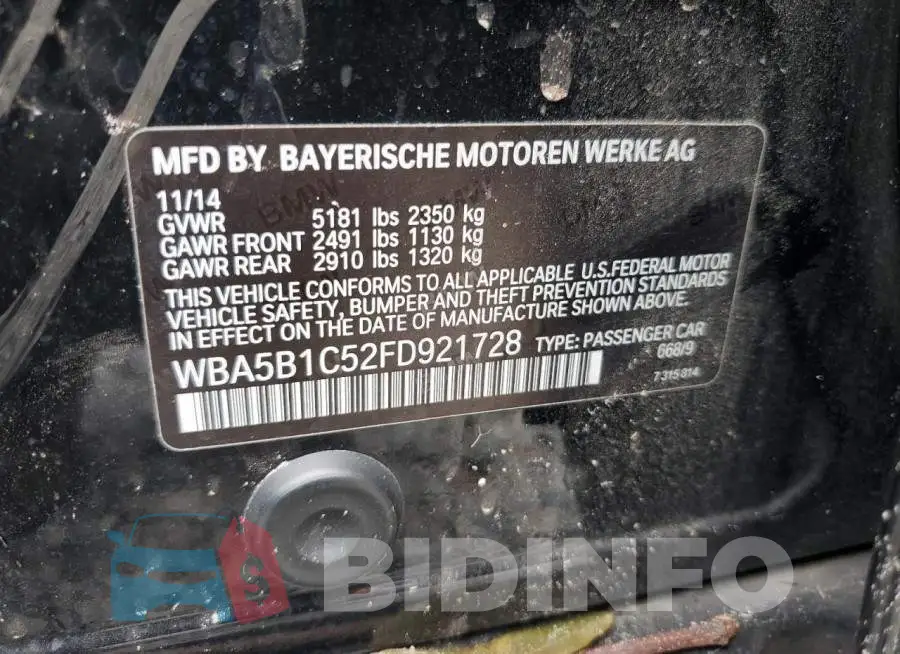 WBA5B1C52FD921728 Photo# 12