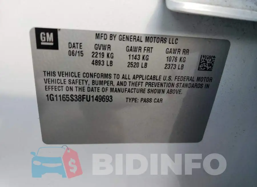 1G1165S38FU149693 Photo# 13