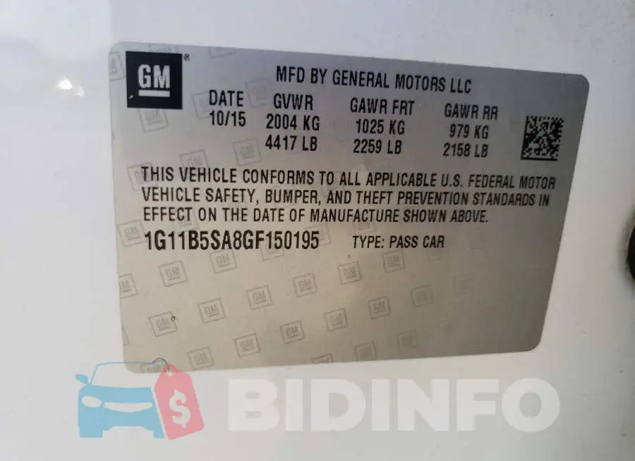 1G11B5SA8GF150195 Photo# 12