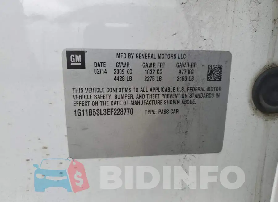 1G11B5SL3EF228770 Photo# 13