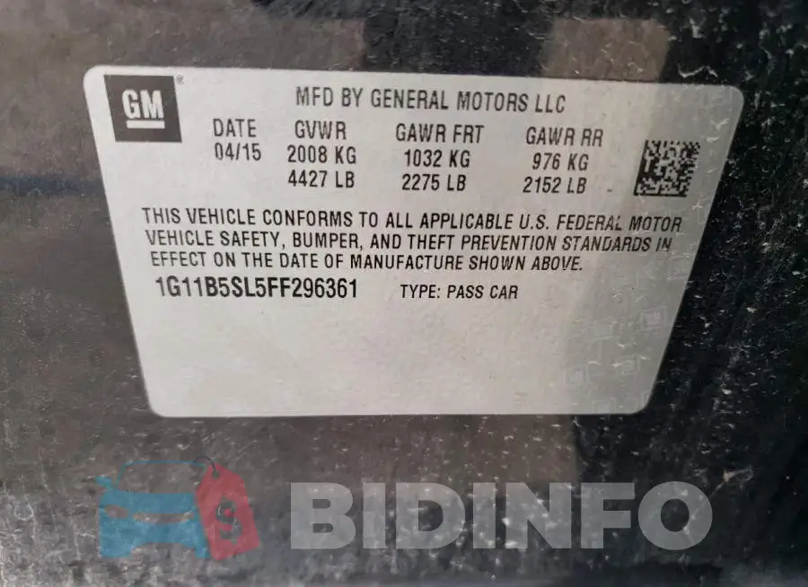 1G11B5SL5FF296361 Photo# 12