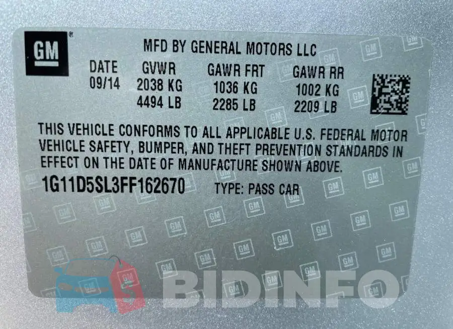 1G11D5SL3FF162670 Photo# 10