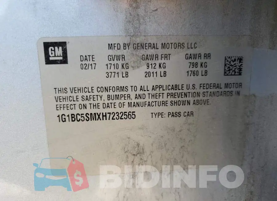 1G1BC5SMXH7232565 Photo# 12